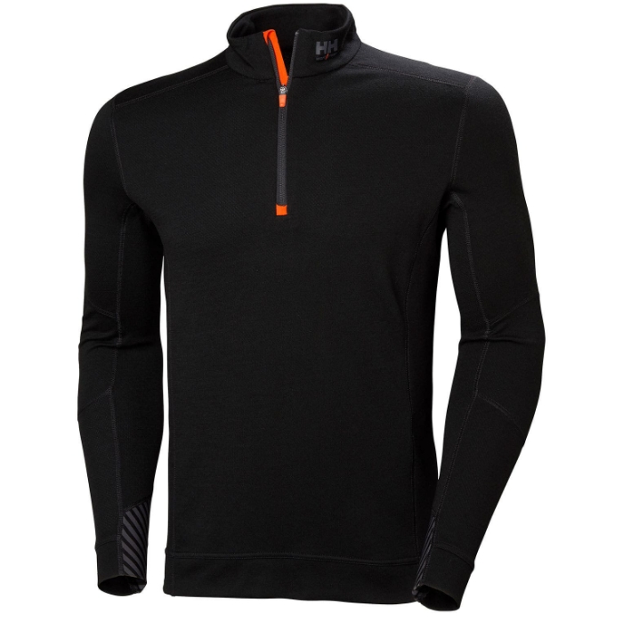 HELLY HANSEN TRØYE MERINO LIFA HALF-ZIP SORT