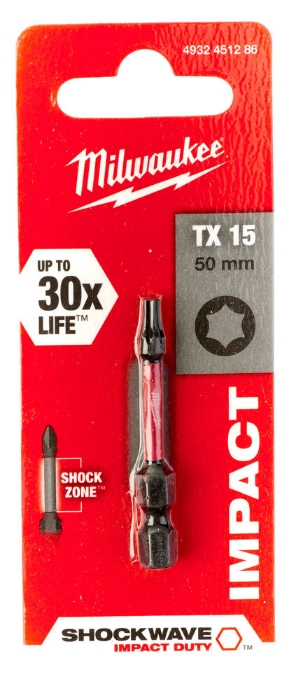 MILWAUKEE BITS SHOCKWAVE TX15 X 50MM P1