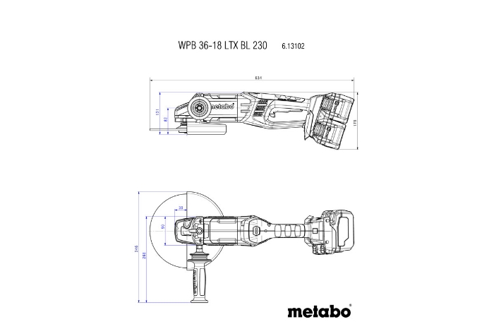 METABO VINKELSLIPER WPB 36-18 LTX BL SOLO