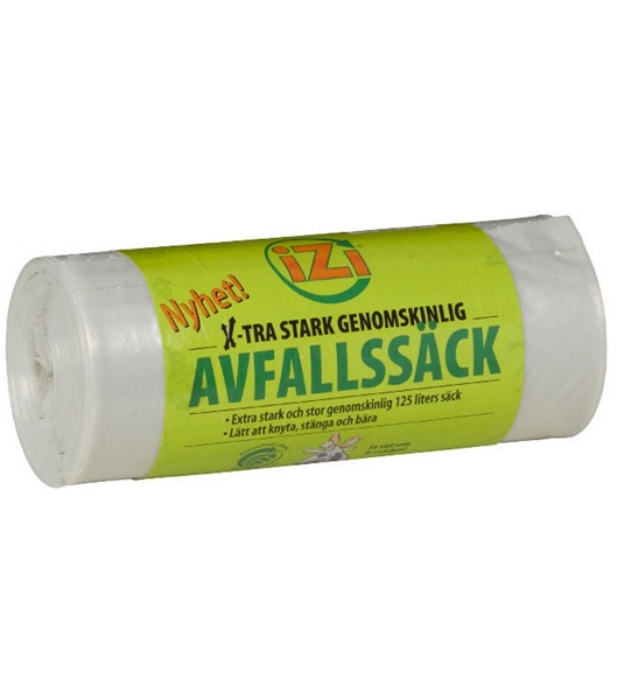 AVFALLSEKK PLAST KNY IZI 125L KLAR