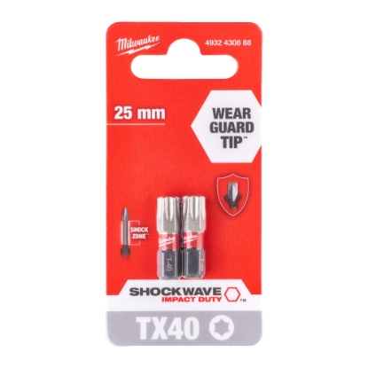 MILWAUKEE BITS SHOCKWAVE TX40 X 25MM 2 STK.