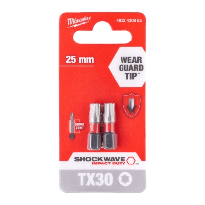 MILWAUKEE BITS SHOCKWAVE TX30 X 25MM 2 STK.