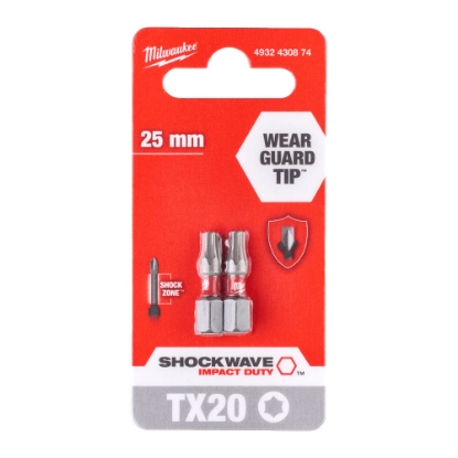 MILWAUKEE BITS SHOCKWAVE TX20 X 25MM 2 STK.