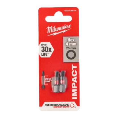 MILWAUKEE BITS SHOCKWAVE HEX4 X 25MM 2 STK.