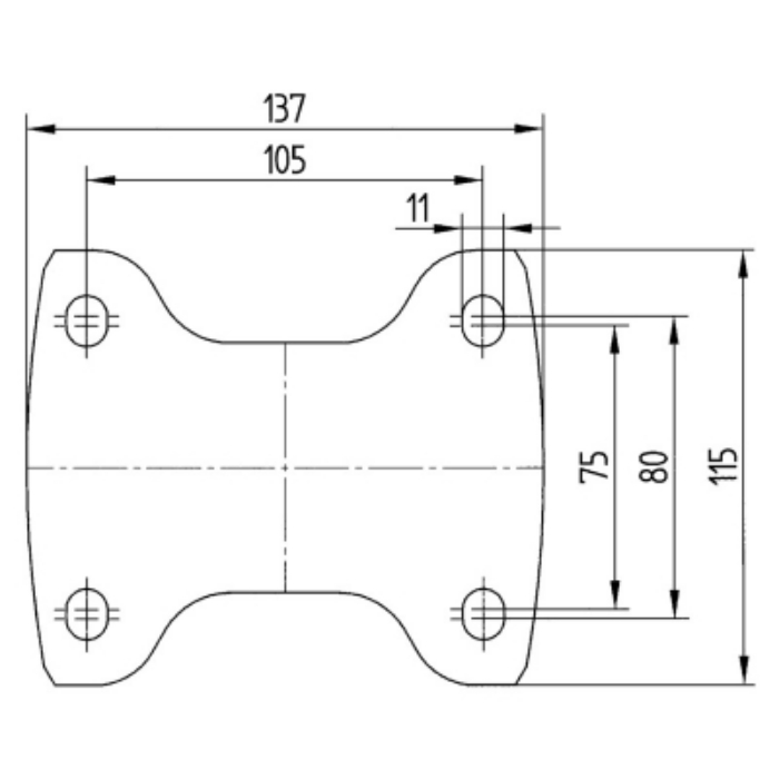 TENTE HJUL 160MM HVIT NYLON FAST PLATE 350 KG