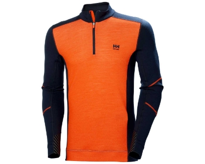 HELLY HANSEN TRØYE MERINO LIFA HALF-ZIP NAVY/ORANSJE