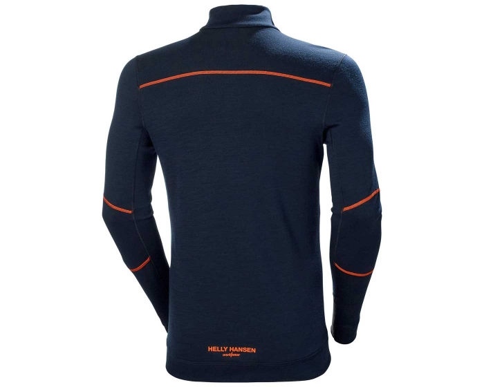 HELLY HANSEN TRØYE MERINO LIFA HALF-ZIP NAVY/ORANSJE