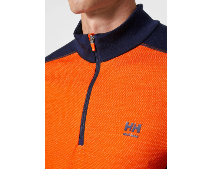 HELLY HANSEN TRØYE MERINO LIFA HALF-ZIP NAVY/ORANSJE