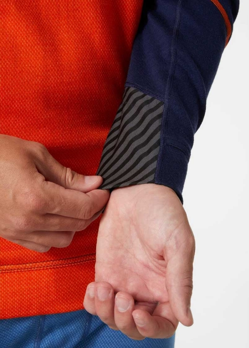 HELLY HANSEN TRØYE MERINO LIFA HALF-ZIP NAVY/ORANSJE