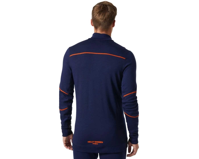 HELLY HANSEN TRØYE MERINO LIFA HALF-ZIP NAVY/ORANSJE