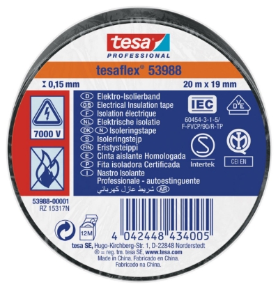 Tesa Tape EL 53988 19MMX20M Sort